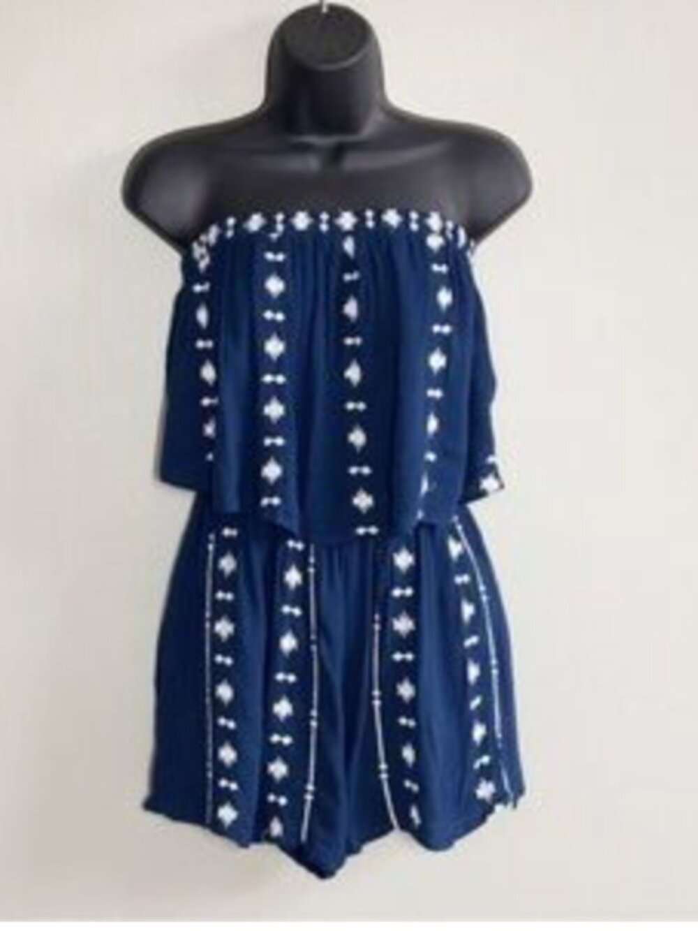 NWOT XS Navy Blue off the shoulder romper